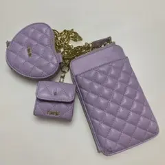 FURFUR ショルダーバッグ　キルティング3SETマルチショルダー　紫