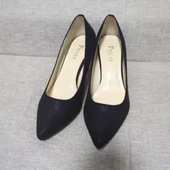 黒 スエード調 ポインテッドトゥハイヒール