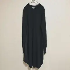 NATURAL BEAUTY BASIC ニット切替ワンピース 黒Mドッキング