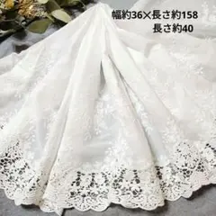 即購入可◆No.10　白　２枚セット　幅広コットンレース　　花柄刺繡生地　はぎれ