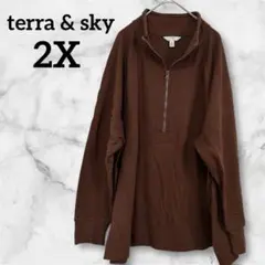 レア✨terra & sky 【2X】　ハーツジップ　スウェット　トレーナー　秋