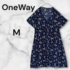 【美品】ワンウェイ⭐️ 花柄 ロングカーディガン 羽織り 薄手 ネイビー Mのサムネイル