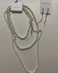 【匿名配送】マルチウェイパールネックレスロングショートボリューム　ピアス
