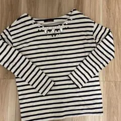 Delight ストライプ ビジュー付き 長袖Tシャツ