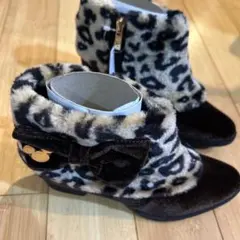 ヒョウ柄ファーブーツ 子供用 ディズニー