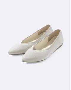 【週末限定 完売品】ウォッシャブルニットフラットシューズ シルバーのサムネイル