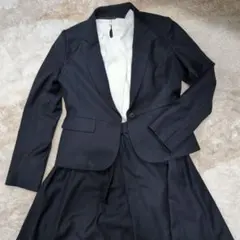 ネイビー スカートスーツ シングルボタン