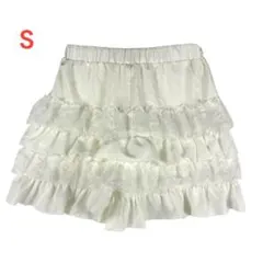 美品 ホワイトフリルショートパンツ S