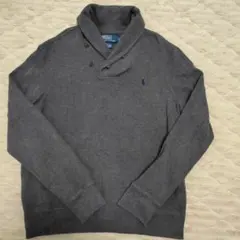 ラルフローレン　ショールカラー　コットンニット　グレー　L　古着