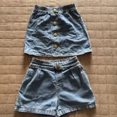 デニムスカートとショートパンツセット