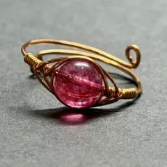 WR532FG 天然石 ワイヤーリング ピンクカラークォーツ フリーサイズ