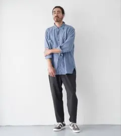 XL ダファー コットン リネン 着流し カーディガン ライトブルー