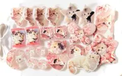 ビーズまとめ売り☆ピンク☆美人猫☆プレート付き♡