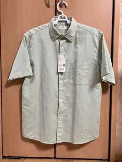 UNIQLO コットンリネンシャツ 半袖 グリーン S