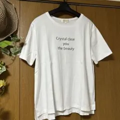 接触冷感　ロゴプリント 半袖Tシャツ ホワイト　Lサイズのサムネイル