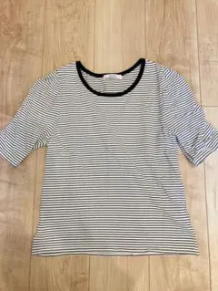 DISCOAT 半袖ストライプギャザーTシャツのサムネイル