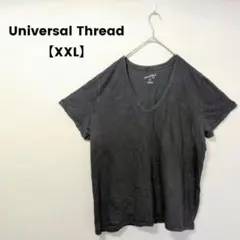 ゆったりサイズ【XXL】ダークグレー VネックTシャツ 半袖 大きめ 重ね着