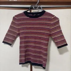FOREVER 21 マルチボーダー 半袖ニット Sサイズのサムネイル