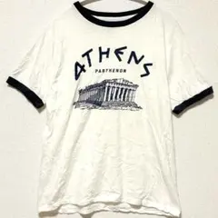ジョンガルト 半袖 Tシャツ 白 紺 フリー 綿のサムネイル
