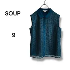 SOUP ターコイズ レース ノースリーブシャツ サイズ9 レディース