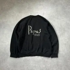 Papas パパス 90s スウェット L 黒 ビッグプリント フェードブラックのサムネイル