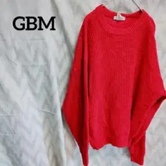 鮮やか GBM レディース レッド ニット セーター 長袖 シンプル