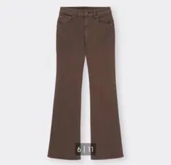 GU ジーユー ミドルライズフレアジーンズ フレアパンツ ブラウン 茶色 L