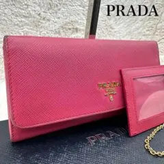 ✨箱あり✨美品　プラダ　二つ折り　メタルロゴ　パスケース　サフィアーノレザー