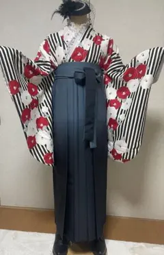 美品 2尺袖の着物・袴 5点セット《着物・袴・長襦袢・帯・半衿 