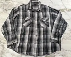 USA製80sFIVE BROTHER コットンネルシャドーチェックオンブレ白黒