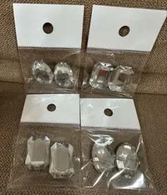 キラキラビジュー　四角とオーバル2種類4つセット
