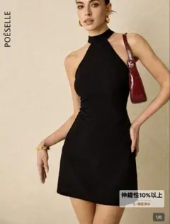 【即発送可】POSELLIE ブラック ノースリーブ ミニワンピース