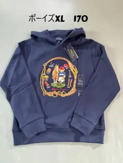 残り僅か今季新品ラルフローレンスウェットポロベア パーカー紺色ボーイズLX170