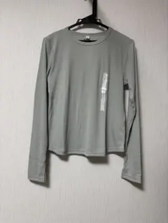 新品未使用　GU ジーユー　ソフトリブクルーネックT L グリーン