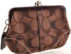 美品　COACH　コーチ　ブラウン　キスロック　小物入れ　ポーチ　レディース