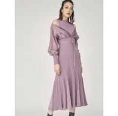 Mercuryduo 異素材ドッキングフレアニットワンピース