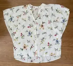 グローバルワーク　サラサラリラックスフラワープリント シャツ Lサイズ