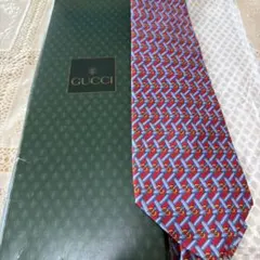 GUCCI ネクタイ ベルト柄 レッド シルク イタリア製 新品未使用　 レトロのサムネイル