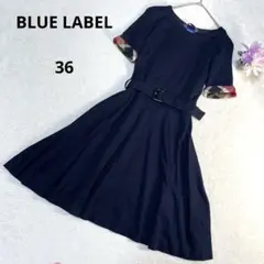 BLUE LABEL CRESTBRIDGE 半袖ワンピース ベルト有　ネイビー