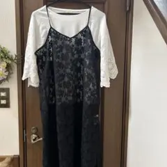 サマンサモスモス ブルー　レースキャミワンピ