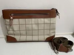 タケオキクチ　ショルダーバッグ　クラッチバッグ　2way レザー　ブラウン