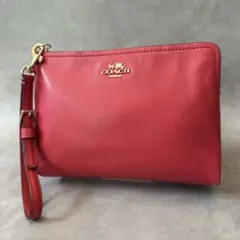 COACH ラージ リストレット メタリックレザー ポーチ ウォレット 