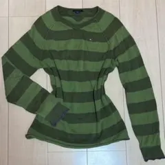 TOMMY トミー 長袖 ボーダーT Vネック archive Y2K 緑