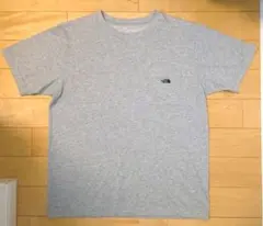 【ロゴ刺繍】ノースフェイス　シンプルロゴポケットT　メンズ XL　グレー