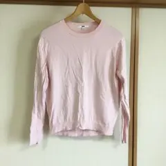 UNIQLO クルーネックセーター ピンク Lサイズ　コットンニット