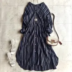 美品 ボールジィ ロングワンピース レーヨン シルク ストライプ - メルカリ