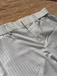 美品　大きいサイズ　ホワイトストライプ パンツ　LL