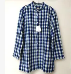 milkfed. 新品 ミルクフェド S ロング シャツ チェック 刺繍 五分袖 