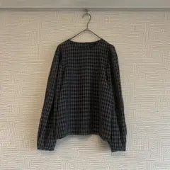 《美品》Spick & Span☆シャドーチェック ワイドスリーブブラウス
