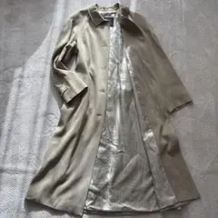美品【マキシ丈】バーバリーロンドン　ロングコートM シャドーチェック　毛　カーキ